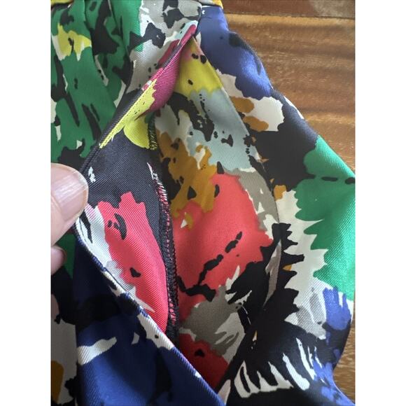 J. Crew Double Pleated Silk Flare Skirt Colorful Brushstroke Floral, Size 4 - Picture 9 of 13